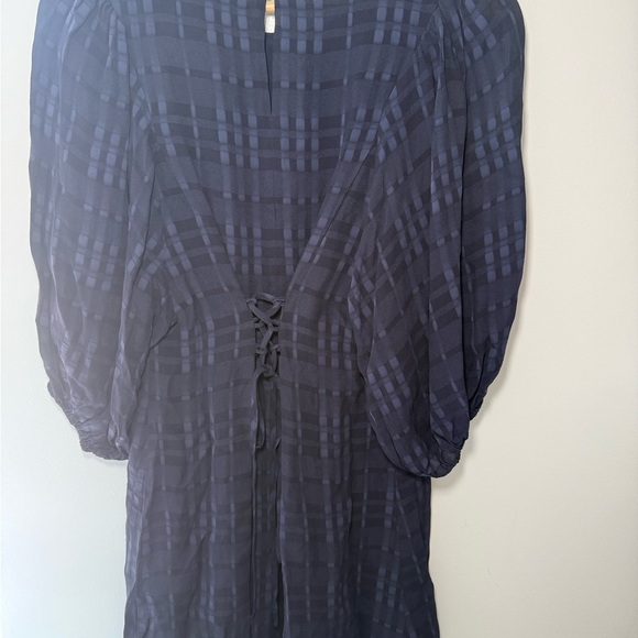 Dress Forum Dark Blue Checkered Long Sleeve Dress - Picture 4 of 8